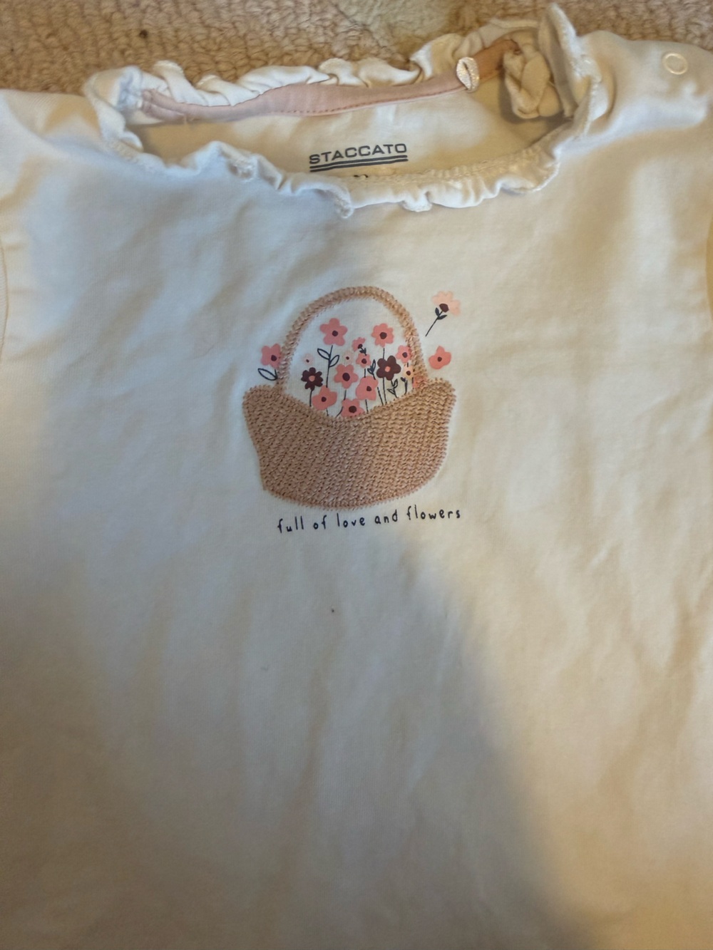 Staccato Cream Long Sleeve Tee with Pink Floral Basket